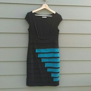 Teal and black dress by Sandra Darren